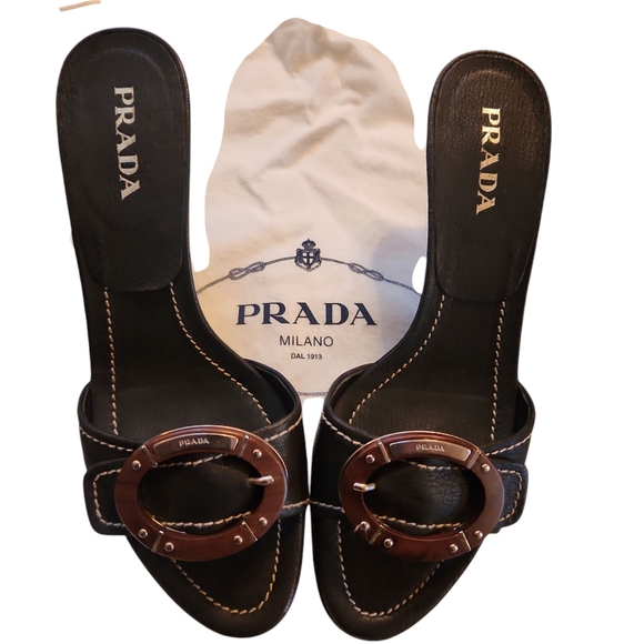 Prada Black and Brown Flats - Picture 1 of 13